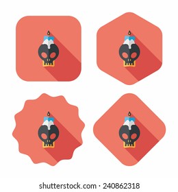 skull candle flat icon with long shadow, eps10
