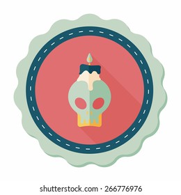 skull candle flat icon with long shadow,eps10