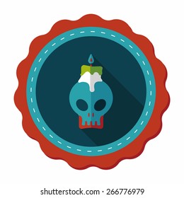 skull candle flat icon with long shadow,eps10