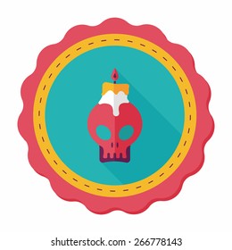 skull candle flat icon with long shadow,eps10