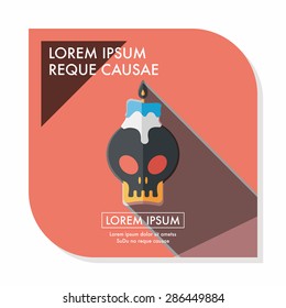 skull candle flat icon with long shadow,eps10