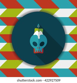 skull candle flat icon with long shadow,eps10