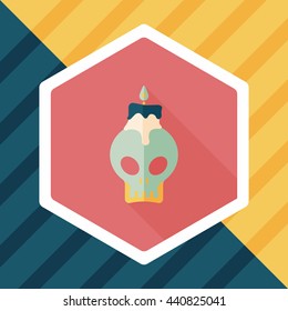 skull candle flat icon with long shadow,eps10