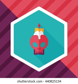 skull candle flat icon with long shadow,eps10