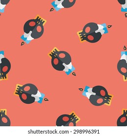 skull candle flat icon,eps10 seamless pattern background