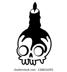 Skull with candle flat illustration on white