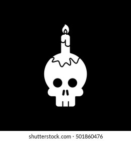 Skull And Candle Halloween Concept Flat Icon On Black Background