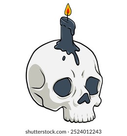 A skull with candle for halloween decoration