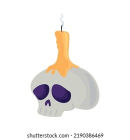 skull and candle halloween icon isolated