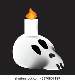 Skull and candle. head of skeleton is witch mystic lamp. Black Magic illuminator.eps