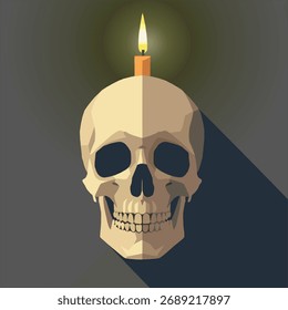 Cráneo con la ilustración de la vela de helloween