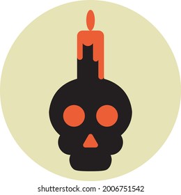 Skull candle holder, illustration, vector on a white background.
