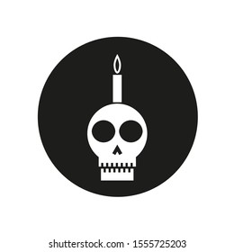Skull with a candle icon, monochrome