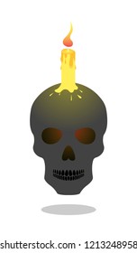 Skull and Candle Illustration Vector Icon