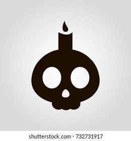 Skull and candle isolated flat vector icon