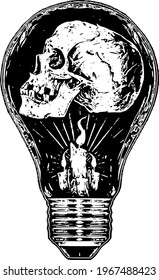 Skull And Candle In The Light Bulb