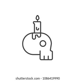 Skull with candle line icon.