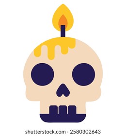 Skull candle occult ritual illustration isolated vector