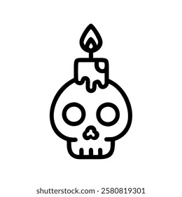 Skull candle occult ritual line art isolated vector