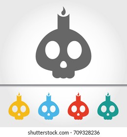 Skull Candle Single Icon Vector Illustration
