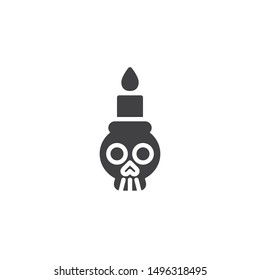Skull with candle vector icon. filled flat sign for mobile concept and web design. Halloween skull glyph icon. Symbol, logo illustration. Vector graphics