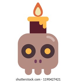 Skull with candle vector illustration in flat color design