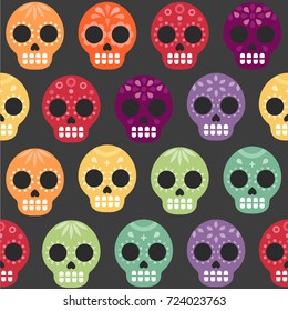 Skull Candy Seamless Pattern In Multiple Colors