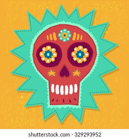 Skull Candy vector illustration - floral elements with hand craftsmanship style
