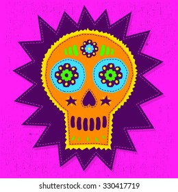 Skull Candy vector illustration - floral elements with hand craftsmanship style