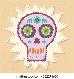 Skull Candy vector illustration - floral elements with hand craftsmanship style