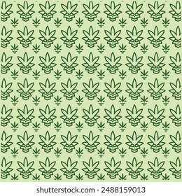 Skull Cannabis line modern vector flat design background with decorative abstract design, seamless pattern background illustration