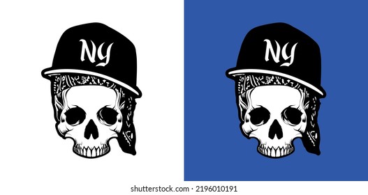 Skull With Cap. Gangster style. Skull free vector