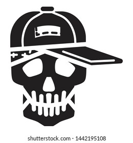 Skull in cap icon. Simple illustration of skull in cap vector icon for web design isolated on white background