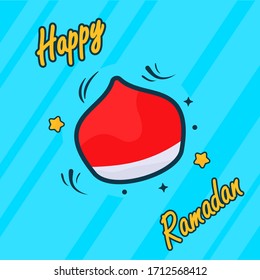 skull cap illustration of flat design, cap, maskot, arabica