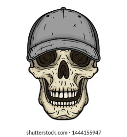 Skull with cap isolated on white background
