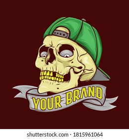 Skull cap vector illustration for apparel company. Shirt design concept. Eps 10