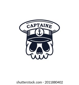 Skull Captain of the Ship Cartoon Illustration