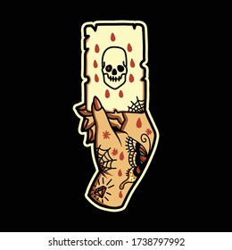 skull card tattoo vector design