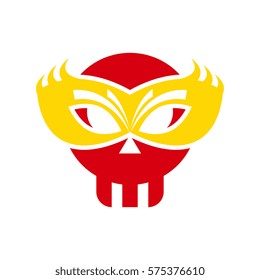 Skull with carnival mask