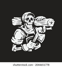skull carpenter mascot vector illustration