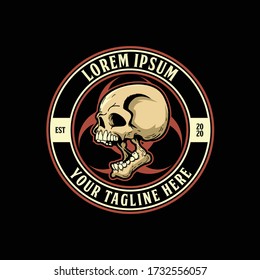 skull cartoon character with biohazard vector