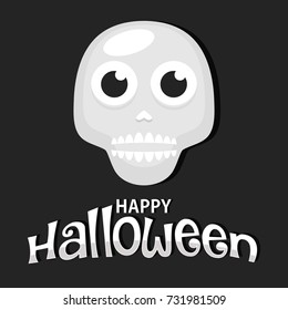 Skull cartoon character and Halloween background
