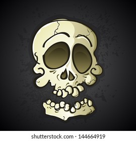 Skull Cartoon Character on a Black Splatter Background