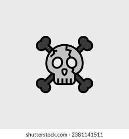 Skull cartoon cute, simple illustration, halloween, spooky, scary.