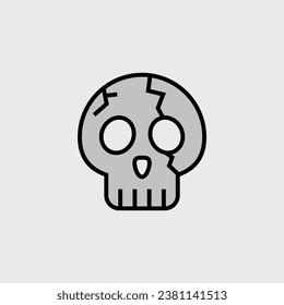 Skull cartoon cute, simple illustration, halloween, spooky, scary.