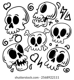 Skull Cartoon doodle illustration handrawn