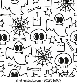 skull cartoon doodle pattern design for background, wallpaper, sticker, clothes and more