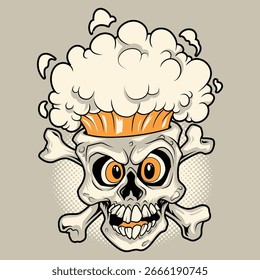 Skull cartoon with head exploded