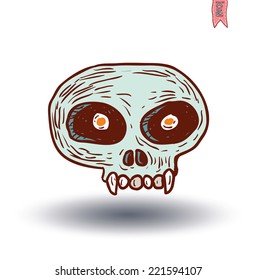 skull cartoon icon. vector illustration.