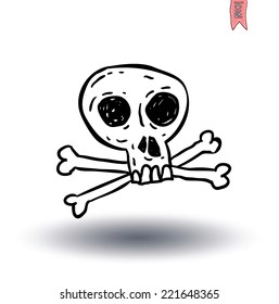   skull cartoon icon. vector illustration.
